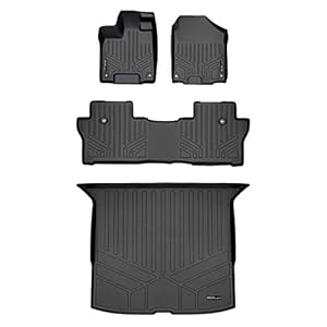 SMARTLINER Custom Fit Floor Mats 2 Rows and Cargo Liner Behind 2nd Row Set Black Compatible with 2019-2021 Honda Passport