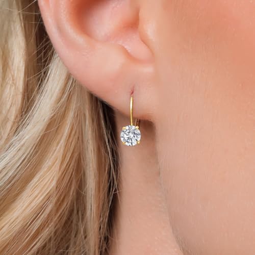 Image of Gem Stone King 0.20-1.50 Ct Lab Diamond Leverback Earrings 14K Gold