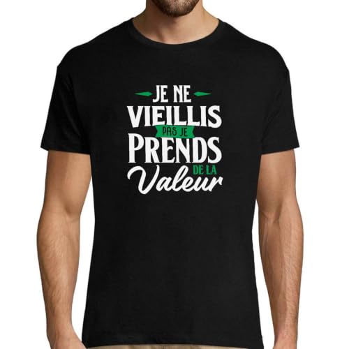 T-shirt humour papa rigolo au motif unique imprimé en France de couleur noire