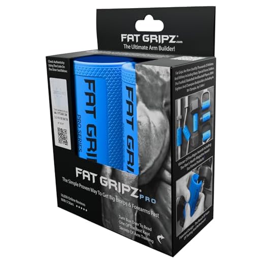 Fat Gripz Pro - La Forma mas Simple y comprobada de Obtener bíceps y antebrazos mas Grandes de Forma rápida (diámetro Externo de 5,7cm) (Utilizado por Muchos Jugadores de la NFL) (Azul/Negro)