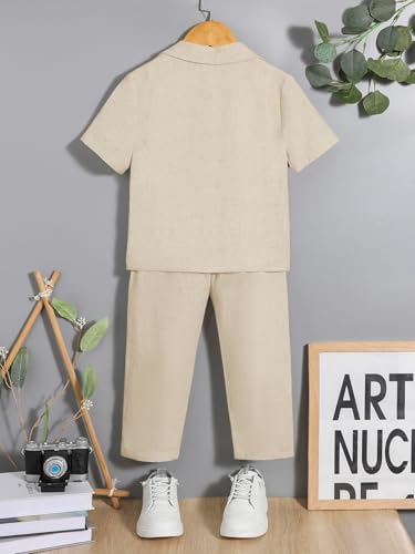 Image of Verdusa Boy's 2 Piece Sets Linen Set Going Out Summer Outfits Button Up Shirt and Pants Set Matching Sets