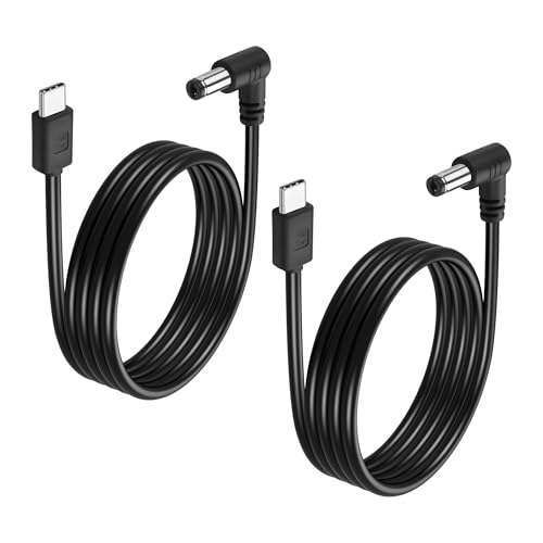 GINTOOYUN 2 szt. USB-C do DC5521 PD kabel ładujący typu C męski 90 stopni DC5,5 mm x 2,1 mm męski kabel ładujący do routera, kamery, laptopa itp. (3,28 FT) (DC5521/20V)