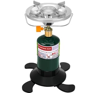 Propane Camping Stove, Portable Backpacking Stove with Adjustable Burner, Stable Camp Gas Stove for Outdoor Cooking, Single Burner Propane Stove for Hiking, Tailgating, Grilling (Fuel not Included)