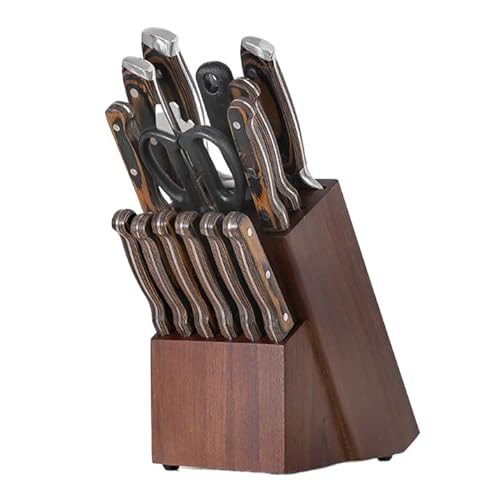 Blocs Porte-Couteaux | Rangement en Bois 14 Emplacements,Bloc en Bois pour Couteaux | pour Cuisine Préparation Repas Affûtage Ciseaux sur Plan de Travail Maison Appartement