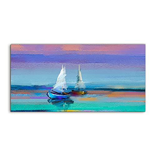 Photo sur verre 140x70cm tableau mural salon chambre moderne bateau eau