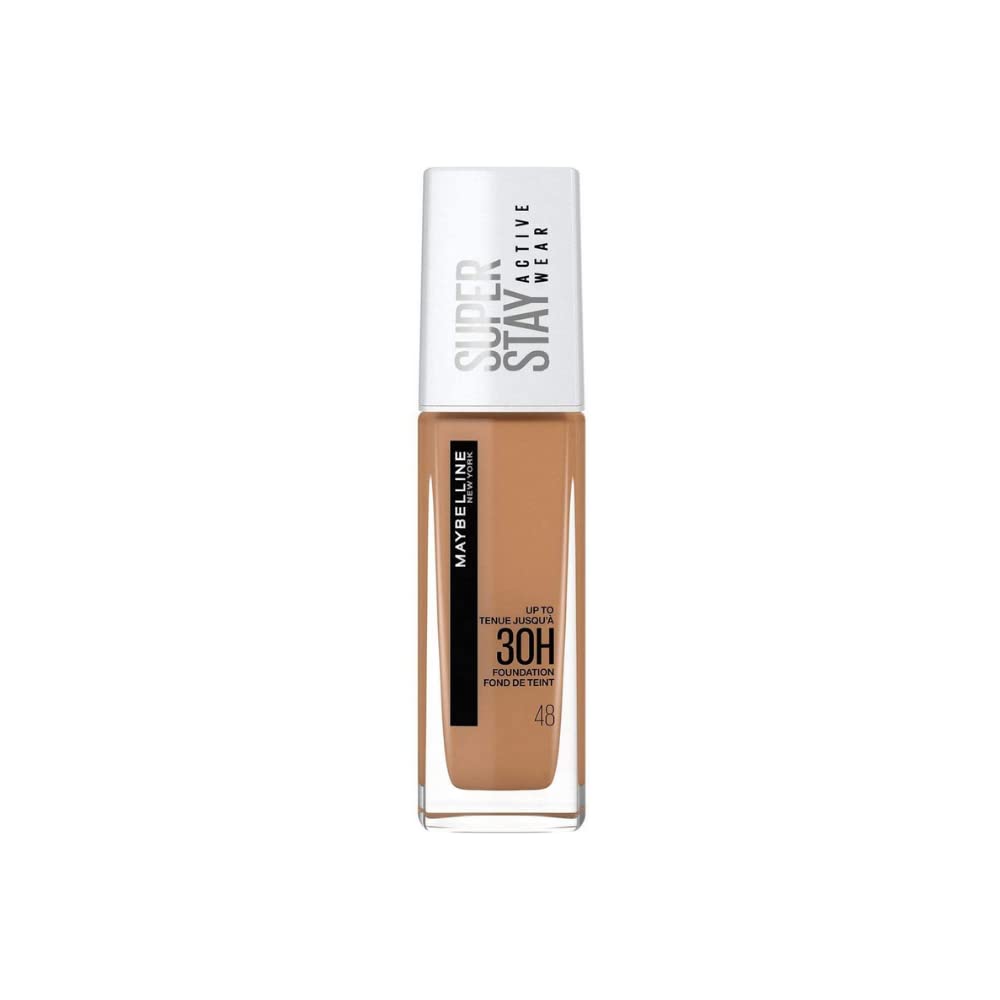 MaybellineNew York Super Stay Active Wear, waterproof foundation with high coverage, long-lasting facial make-up, colour: No. 48 Sun Beige, (Medium to Dark), 1 x 30 ml