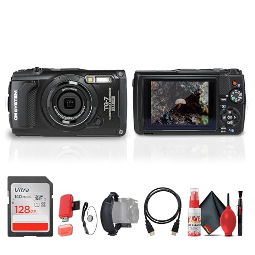 OM SYSTEM Tough TG-7 Digital Camera (Black) (V110030BU000) Bundle Including: