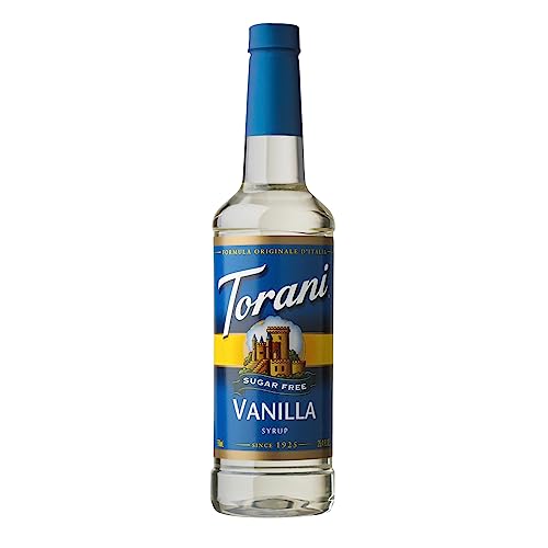 Torani Vanilla Sugar Free Coffee Syrups (750Ml) - Classic Vanilla Syrup Flavouring For Lattes, Iced Coffees & Tea Beverages - Zero Sugar, No Calorie, 
