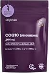 CoQ10 Supplement (4-Month Supply) Coenzyme Q10 Ubiquinone High Strength 120 Vegan Capsules with Vitamin C and E - 200mg, No Synthetic Additives, Made in UK