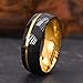 Concept Knight Damascus Steel Rings for Men and women Black Hammered 8mm Men's Engagement Wedding Bands Inlaid with Golden Groove Fashionable for Everyday Wear (8mm black and gold, 9)