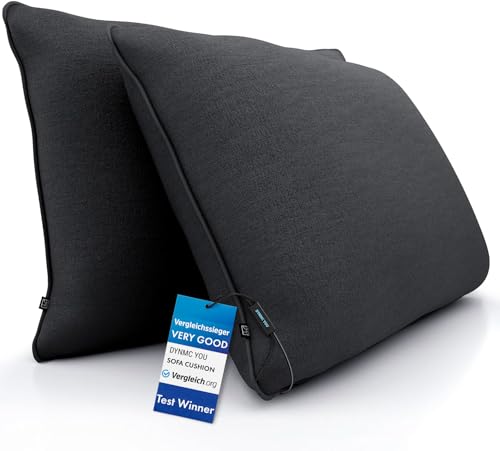 DYNMC you Cojines Sofa con Relleno Incluido 40x60, Funda Suave de algodón Oeko-Tex - Cómodo cojin Respaldo Sofa con Relleno de dureza Media Cojines Decorativos para Sofa, Antracita
