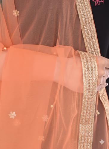 Image of YOUTHQUAKE Women's Embroidered Net Dupatta