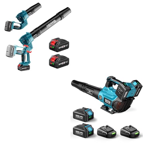 SEESII 40V Brushless Moter Leaf Blower and 20V Rotated 180° Electric Leaf Blower with 2 * 4.0Ah Batteries and Charger,