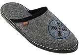  BeComfy Herren Filzpantoffeln Hausschuhe Pantoffel Filz  Filzsohle/Gummisohle  Grau Schwarz Sehr Leicht 40 41 42 43 44 45 46 (41 EU, Modell 3-Filzsohle)
