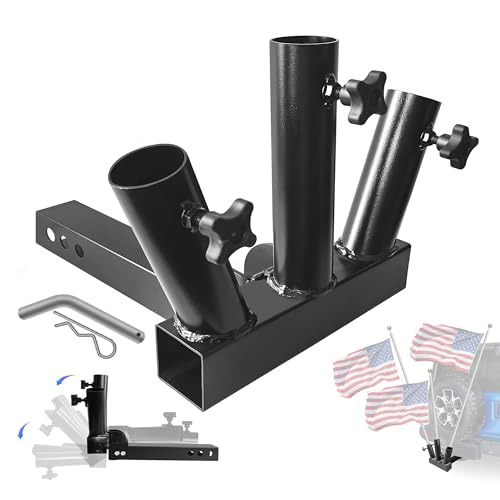 Foldable Triple Hitch Flagpole Holder, Fits Standard 2" Trailer Hitch by LOCKIETTA - Used condition - US$43.69