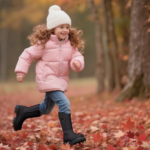 Girls Riding Boots Knee High Side Zipper Mid Calf Shoes Round Toe Non Slip Combat Boot Outdoor Shoes2