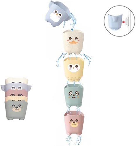 Tazas apilables, juguete de tazas apilables, juego de apilamiento de tazas, tazas apilables para bebés, juguete de baño para niños pequeños de 1 a 3