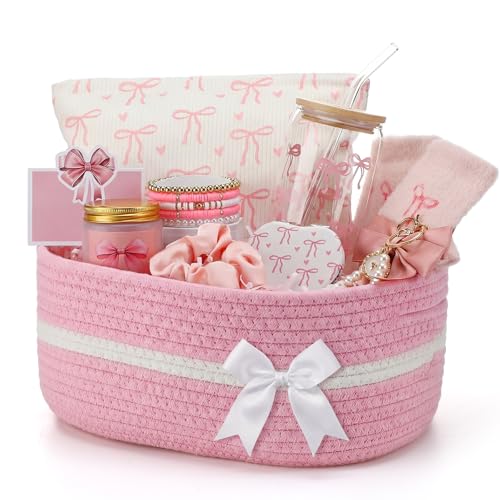 Willinglong 10 Pcs Gift Basket for Teen Girl Coquette Pink
