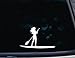 CMI231 Stand Up Paddleboard w Chick - 8" x 4 3/4" die cut vinyl decal for windows, cars, trucks, tool boxes, laptops, MacBook - virtually any hard, smooth surface | White Vinyl