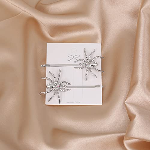 Halloween Bobby Pins Spider Hair Clips For Girls Silver Hair Barrettes Hairpins For Women Cosplay Halloween Costume Hair Accessories 2 Pcs #TOP1
