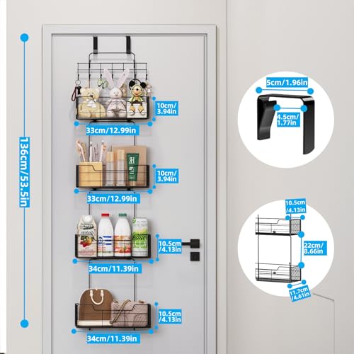 Over The Door Organizer Storage with 4 Metal Large Capacity Baskets — view 2