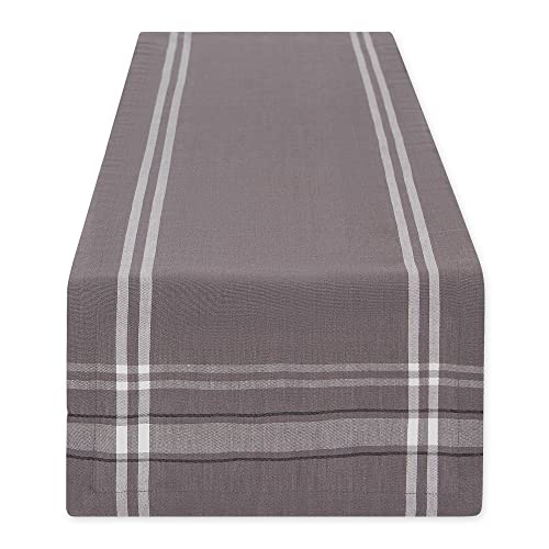 DII French Stripe Dining Table Collection Farmhouse Style Table Runner, 14x72 Inches, Gray Chambray
