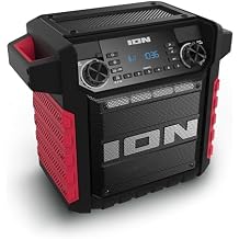 ION Tailgater Classic Outdoor Portable Bluetooth Speaker with Rechargeable Battery, FM Radio, USB Port, IPX5 Water-Resistant, 6.5" Woofer, App, Red