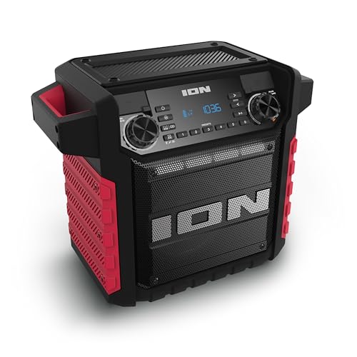 ION Tailgater Classic Outdoor Portable Bluetooth Speaker with Rechargeable Battery, FM Radio, USB Port, IPX5 Water-Resistant, 6.5" Woofer, App, Red by ION - Used condition - US$116.90