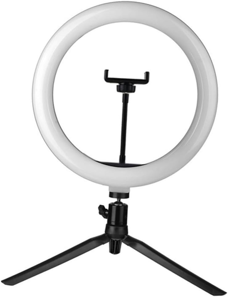 Makeup Light Phone Stand with 10-Inch USB Dimmable Ring Light and Remote, Adjustable Phone Holder Tripod for Live Streaming and Selfie Photography, Black