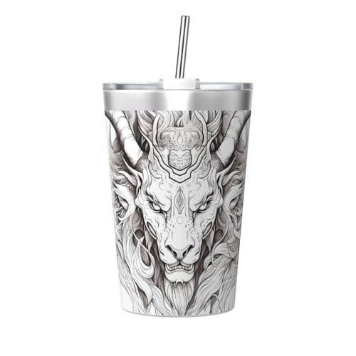Head of The Beast Printing conical Straw Thermos Cup, Insulated Straw Cup, Perfect for Gym use or Taking with You