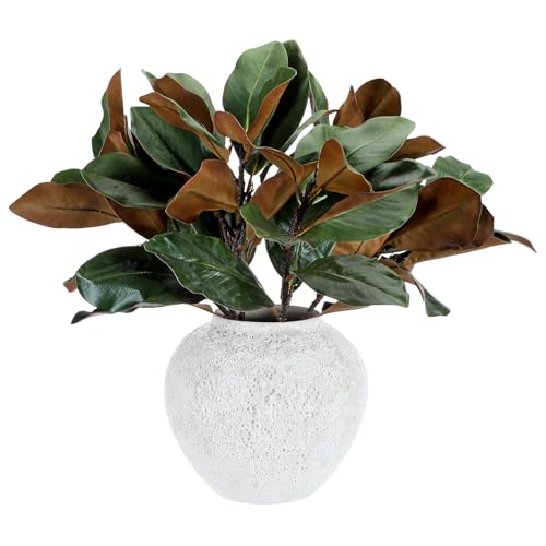 6 Pcs Magnolia Stems Artificial Magnolia Leave Branch, 22 Inch, Green