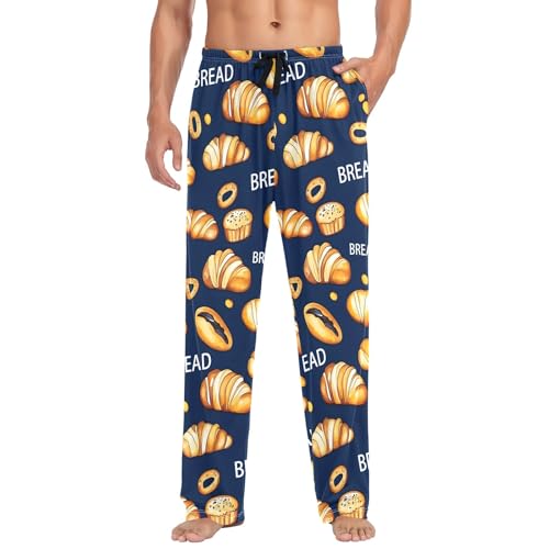 Dark Background Bread A Men's Pajama Pants Lightweight Sleepwear Bottom Lounge Pants