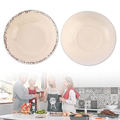 Lok-Osemile Gourmet Art Crackle8.1 Melamine Salad/Pasta/Soup Bowl - Ivory 32Oz - Set Of 4 #TOP3