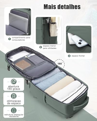 Mochila Executiva de Viagem Grande 40L Impermeável com Porta USB, Mochila Compartimento para Noteboo