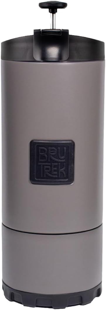 BruTrek | OVRLNDR Travel French Press | 24 fl.oz Drinkable Lid | Grey