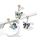 Amelia Fashion 14 Gauge Abalone Shell Covered Butterfly 316L Surgical Steel Belly Button Ring (Choose Color) (STEEL)