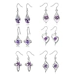 zhenxiang 6 Pairs Dangle Earrings Inlay AAA Cubic Zirconia Fashion Dangly Earrings Set