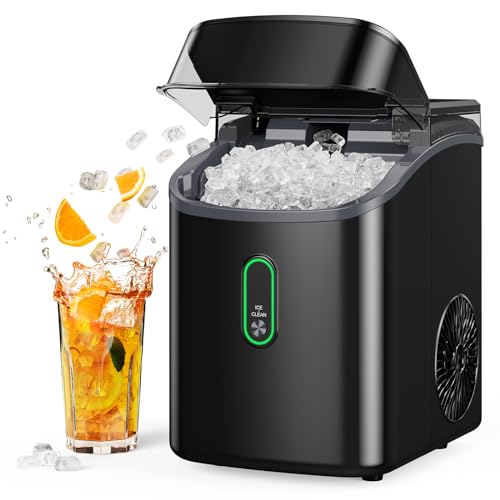 Nugget Ice Maker Countertop, Pebble Ice Maker with Soft Chewable Ice, One-Click Operation Ice Machine with Self-Cleaning, 33lbs/24H for Home,Kitchen,Office