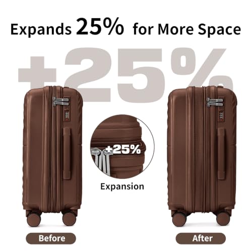Image of LARVENDER Expandable Carry On 3 Piece Luggage Set with Backpack
