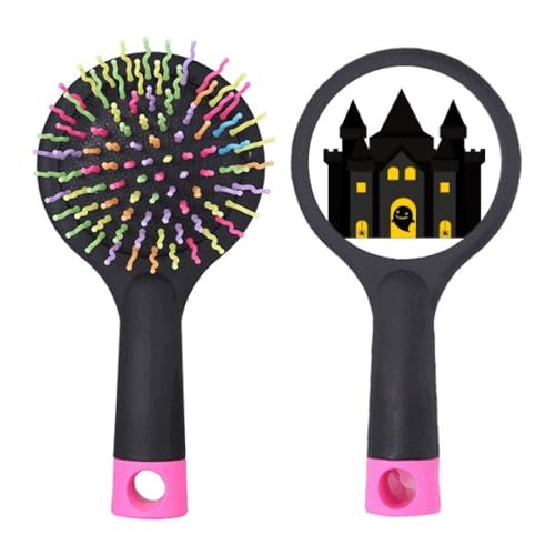 Brosse à cheveux démêlante sans douleur base coussin salon illustration château coloré