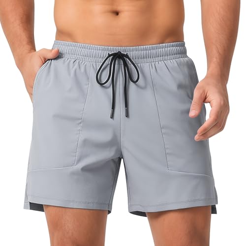 Suwangi Short de Course Homme Pantalon Court Sport Running D’Entraînement Fitness Gym Séchage Rapide avec Poches