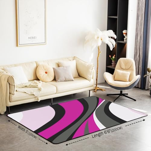 Tapis rayures de texture géométrique abstraite 3D flanelle moderne 100x150 - 4