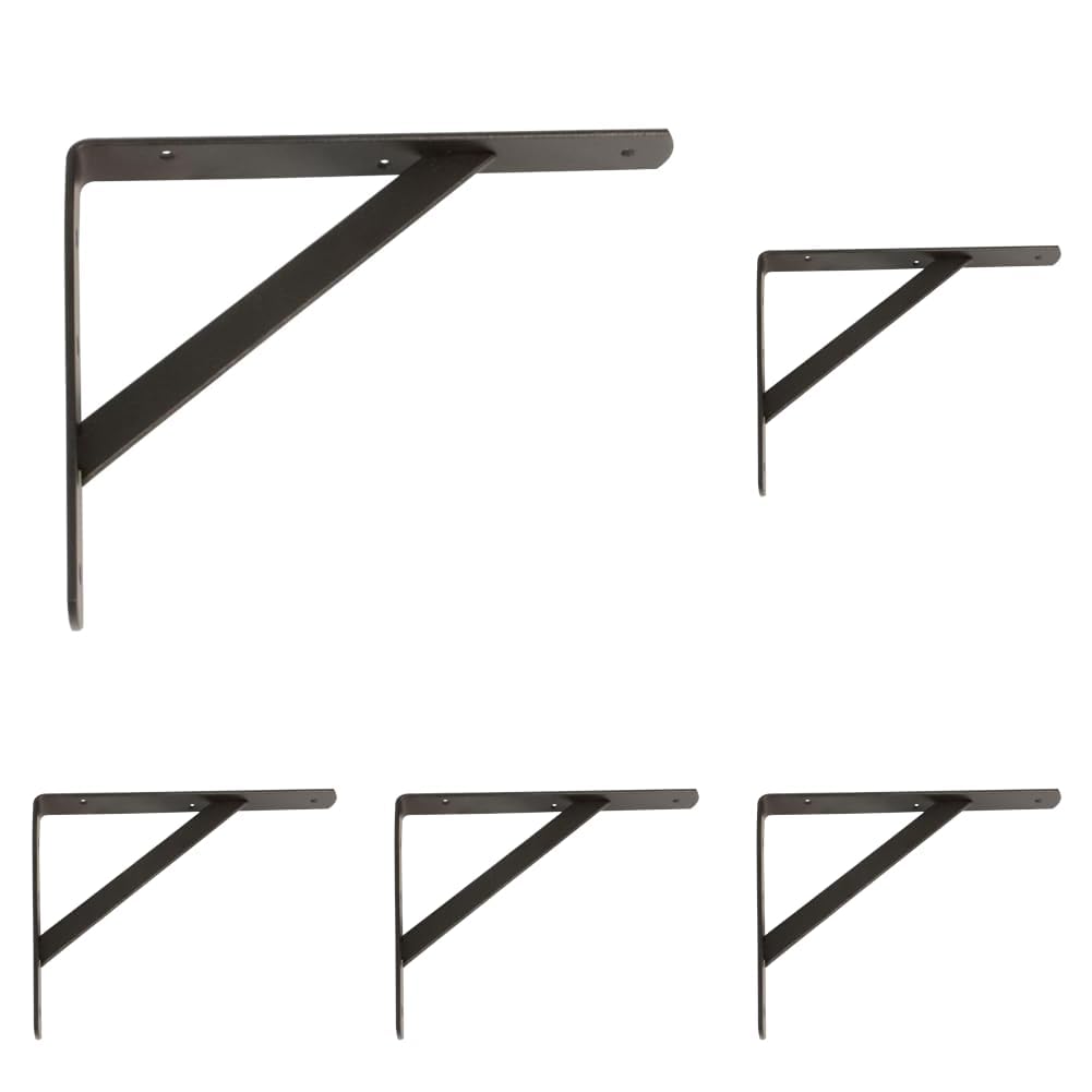 Amig - Palomilla para Estanterías de Pared - Escuadra Metálica para Baldas - Ángulo para Estantes - Soporte Estantería - Acero - Color Negro - Medida 300x225 mm - Peso Máx. Recomendado 260 Kg