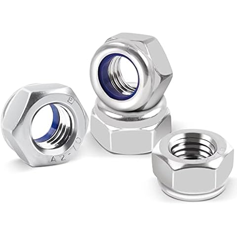 DIN985 Sechskantmuttern M8, Leryati 20 Stück Sicherungsmuttern Edelstahl Standard A2 V2A M8 Mutter, Selbstsichernde Muttern Stoppmutter, Sechskant Edelstahlmutter Stoppmuttern Kontermuttern Set Cover