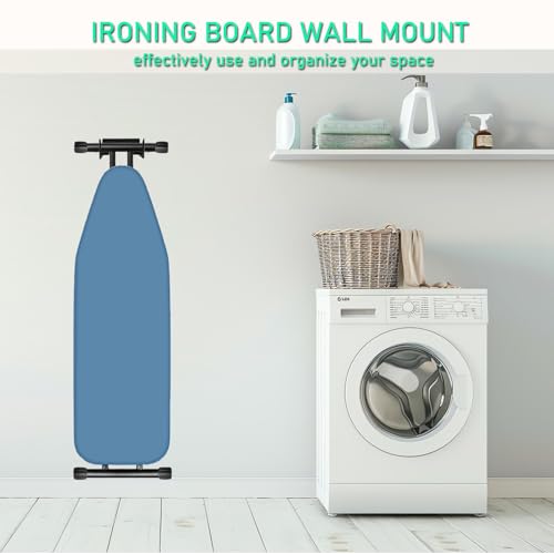 VANROUG Ironing Board Holder Wall Mount, Ironing Board Hanger for T or Y Leg, Laundry Room Wall Hook for Iron Board Holder, Black