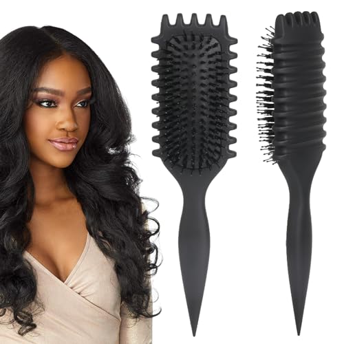 Lockenbürste, 2024Curl Defining Brush, Curl Defining Brush, zum Kämmen und Formen von Männern und Frauen (Black)