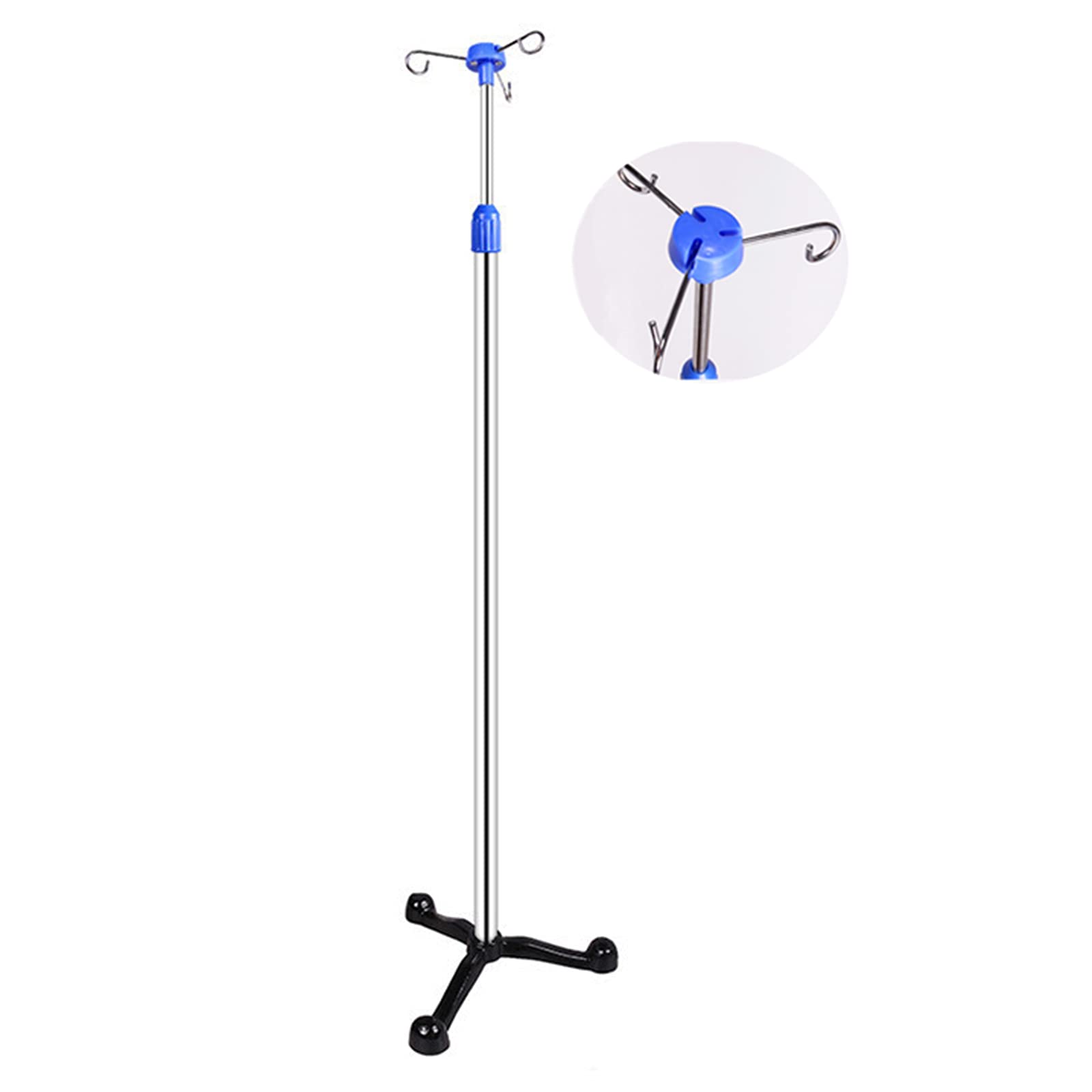 Soporte portátil para suero intravenoso, Altura Ajustable, de Acero Inoxidable, para hospitales y clínicas, con 2 Ganchos.