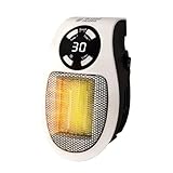 Russell Hobbs RHPH2001 500W Ceramic Plug Heater, Adjustable thermostat, 12 Hour Timer & LED Display, 2 Fan Speeds, 2 Year Guarantee, White