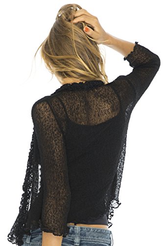 Back From Bali Womens Sheer Shrug Ruffle Cardigan Lightweight Sweater Bolero Arm Cover2