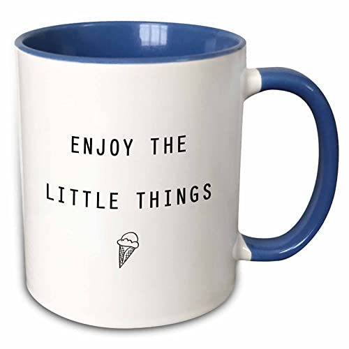 3dRose ENJOY THE LITTLE THINGS ICE CREAM CONE 15oz Two-Tone Blue Mug